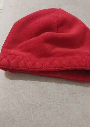 Kırmızı Örgü Detaylı çocuk Bere - Görsel 2