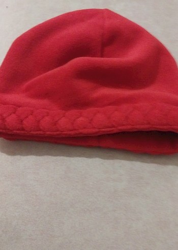 Kırmızı Örgü Detaylı çocuk Bere - Görsel 3