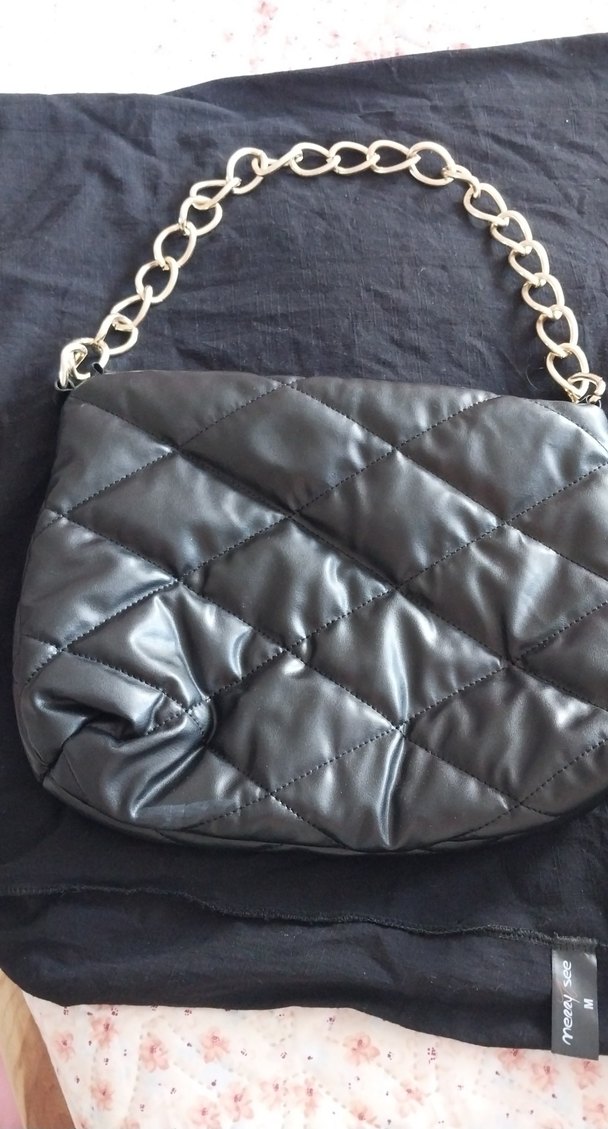 Zincir Detaylı siyahDeri Kadın Çanta - Görsel 2