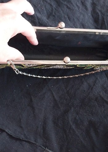 İşlemeli Boncuklu Kadın Portföy Çanta - Görsel 7