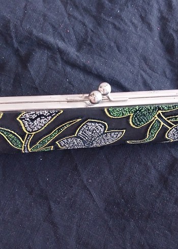 İşlemeli Boncuklu Kadın Portföy Çanta - Görsel 5