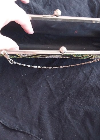 İşlemeli Boncuklu Kadın Portföy Çanta - Görsel 6