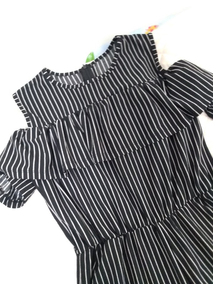 çizgili bel lastikli yaka detaylı tulum salopet beden yazmıyor s - Görsel 4