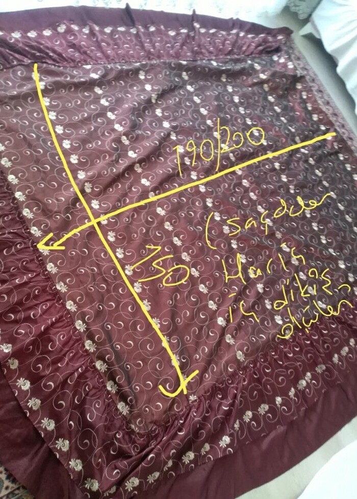 cift kişilik yatak örtüsü ölçü verildi dış hariç dikiş yerinden  - Görsel 4