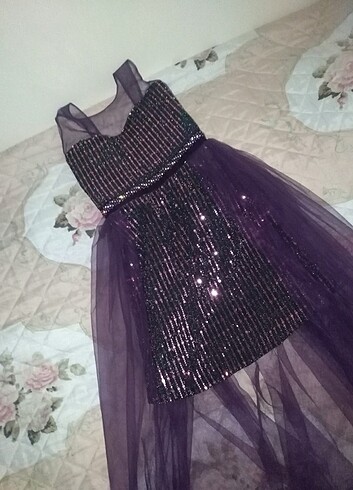 LC Waikiki 5 yaş mor tüllü pullu simli abiye çocuk elbise. ölçü verildi sor