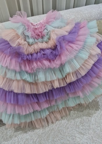 Kız Çocuk Çok Renkli Fırfırlı Etek ve crop ust - Görsel 4