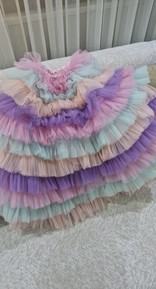 Kız Çocuk Çok Renkli Fırfırlı Etek ve crop ust - Görsel 4