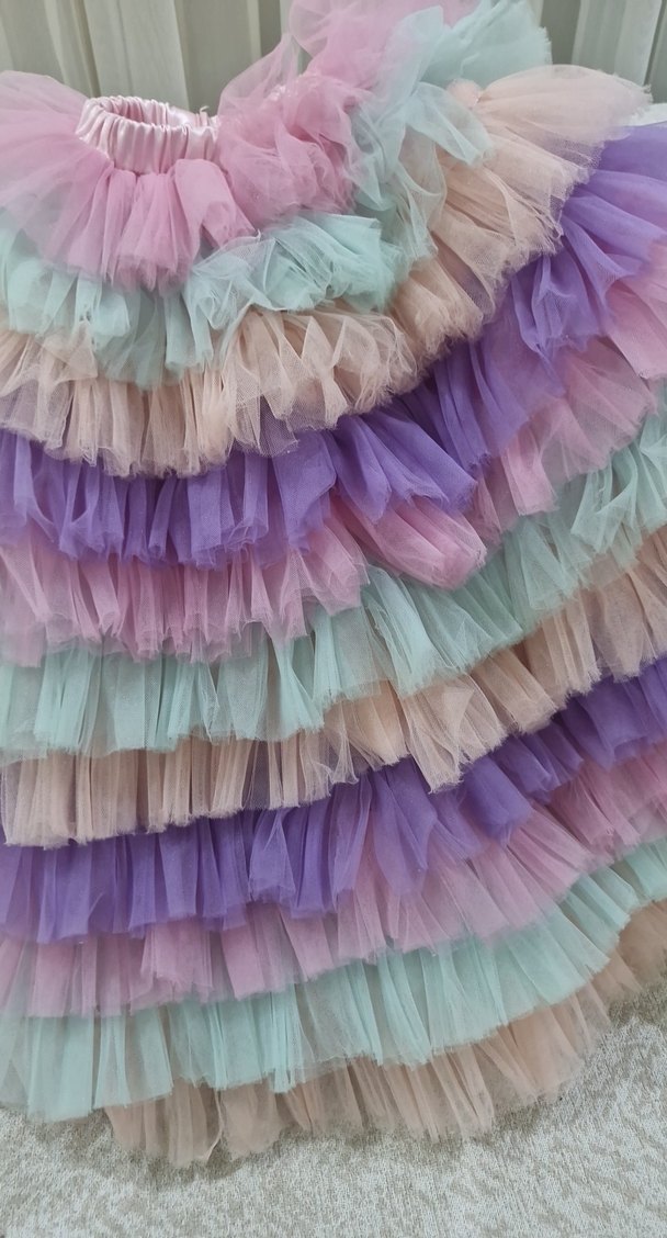 Kız Çocuk Çok Renkli Fırfırlı Etek ve crop ust - Görsel 2