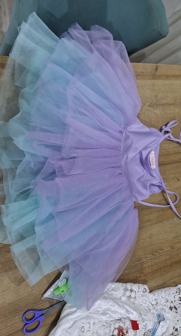 Kız Çocuk Mor Bağcıklı Bohem Elbise - Görsel 2