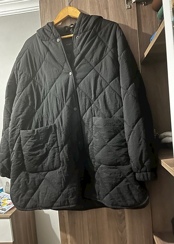 Düğmeli Siyah Midi Kadın Ceket - Görsel 3