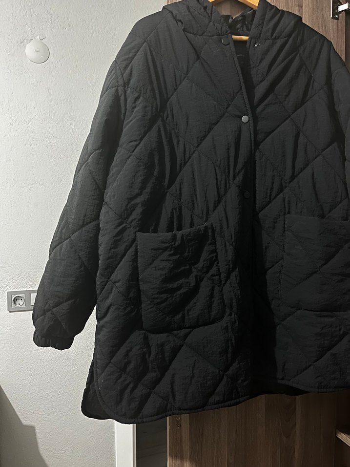 Düğmeli Siyah Midi Kadın Ceket - Görsel 2