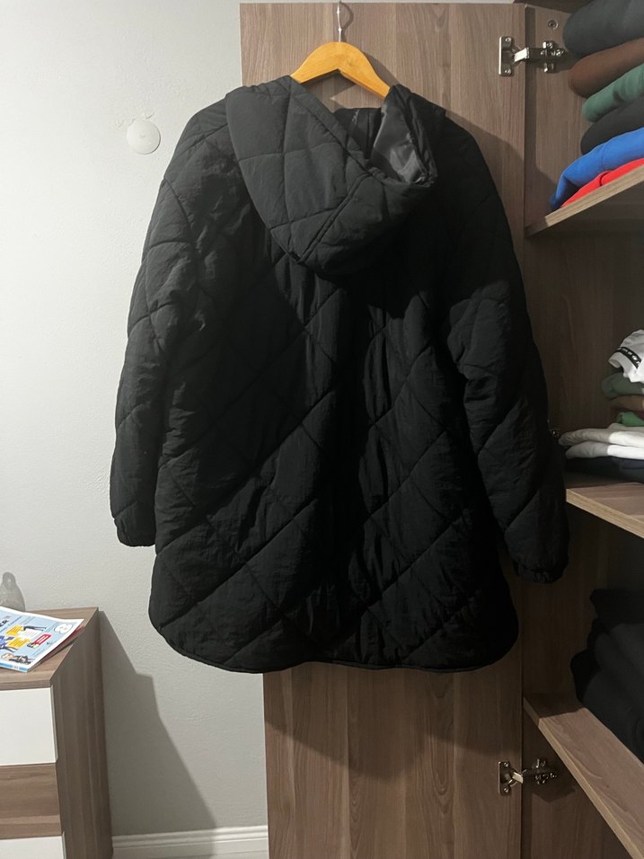 Düğmeli Siyah Midi Kadın Ceket - Görsel 4