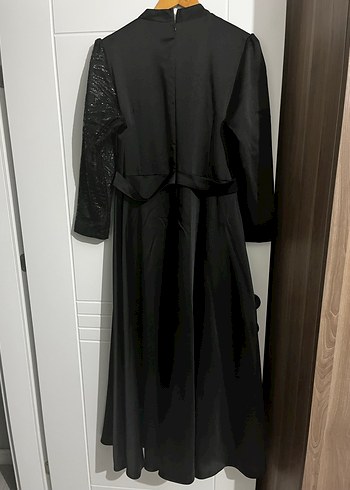 50 Beden siyah Renk Siyah Uzun Kollu Gotik Drapeli Elbise