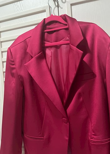 Parlak Pembe Kadın Blazer Ceket - Görsel 3