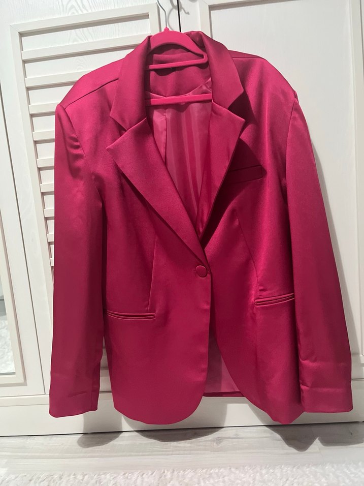 Parlak Pembe Kadın Blazer Ceket - Görsel 2