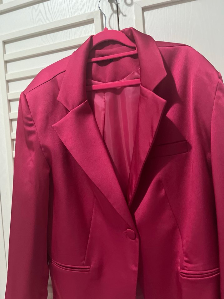 Parlak Pembe Kadın Blazer Ceket - Görsel 3