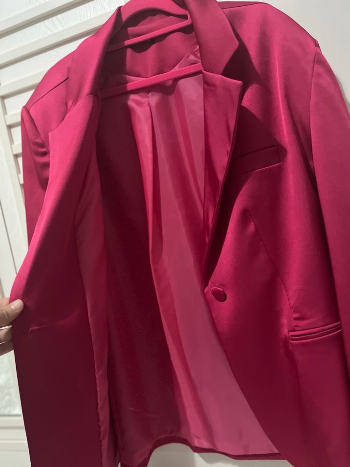 Parlak Pembe Kadın Blazer Ceket - Görsel 4