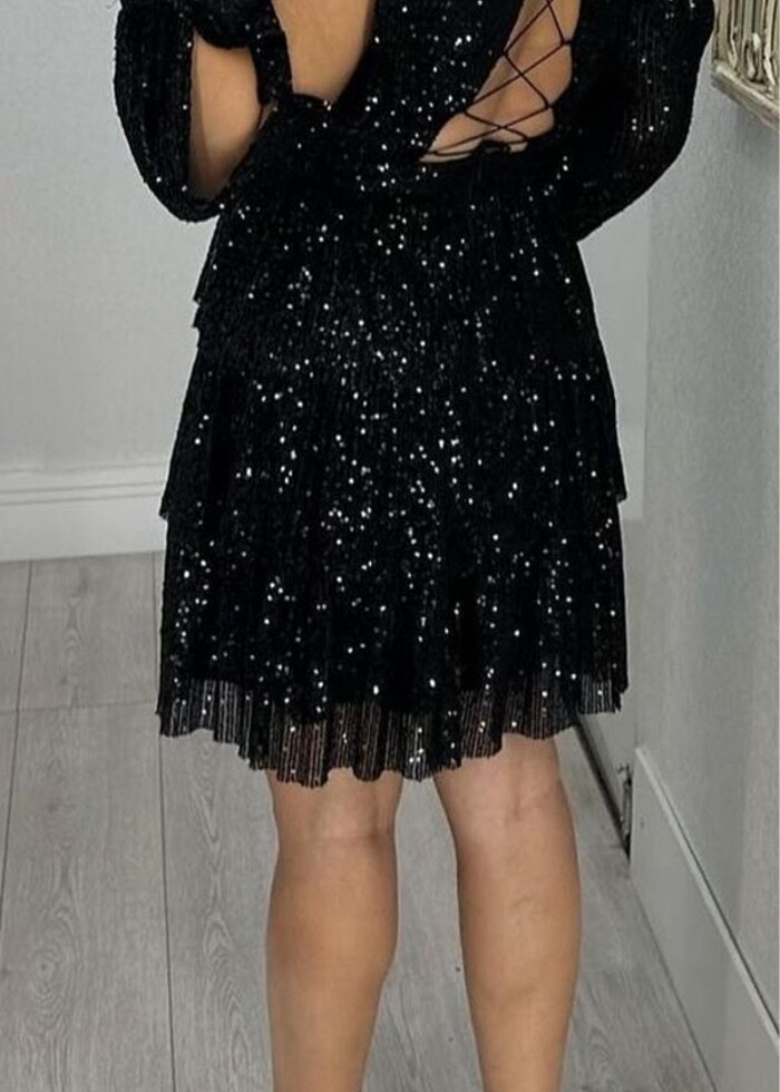 Siyah mini elbise - Görsel 2