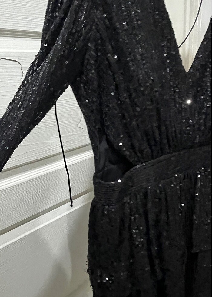 Siyah mini elbise - Görsel 4