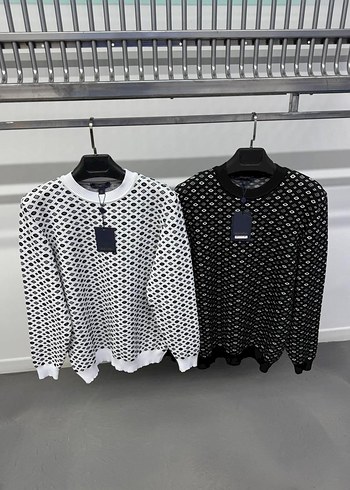 Erkek Beyaz Desenli Triko Bisiklet Yaka Kazak - Görsel 4