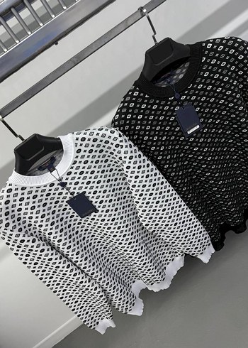 Erkek Beyaz Desenli Triko Bisiklet Yaka Kazak - Görsel 5