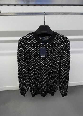 Erkek Siyah Desenli Triko Kazak - Görsel 3