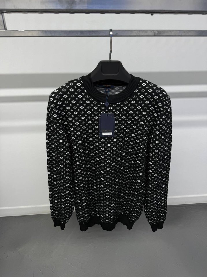 Erkek Siyah Desenli Triko Kazak - Görsel 3