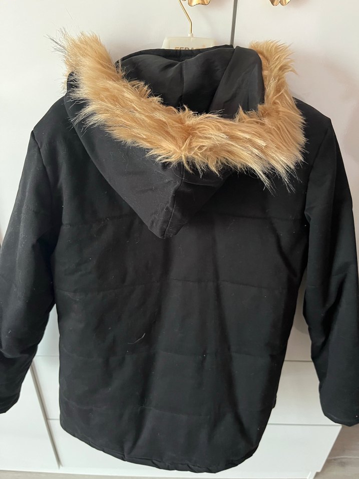 Kürklü Siyah Kadın Kışlık Mont - Görsel 2
