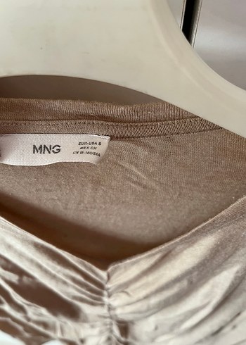 Bej Keten V Yaka Drapeli Kadın Bluz - Görsel 2