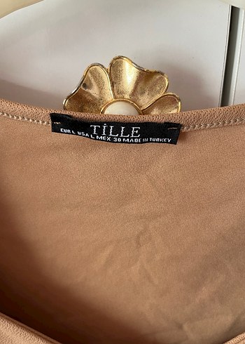 Bej Süet Mini V Yaka Düğmeli Bluz - Görsel 2