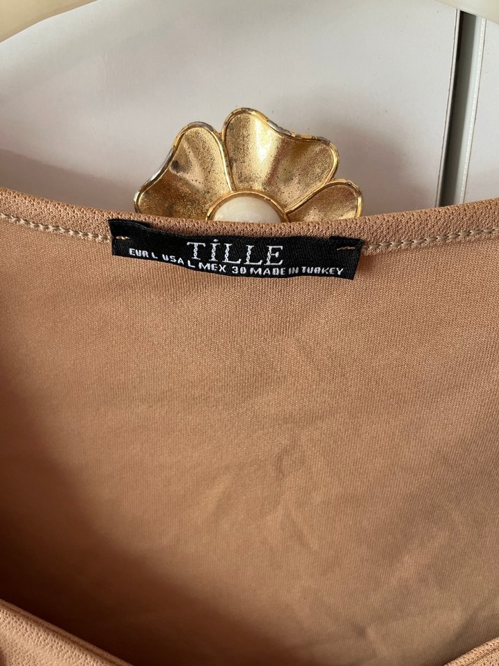 Bej Süet Mini V Yaka Düğmeli Bluz - Görsel 2