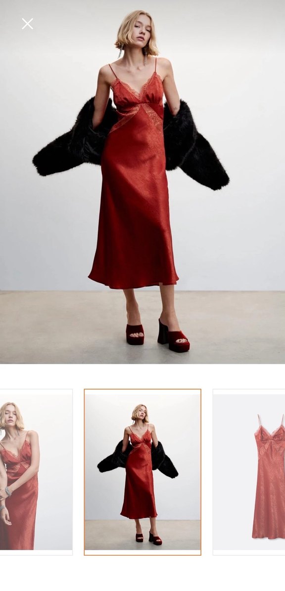 MANGO Kırmızı Dantelli Uzun Elbise - Görsel 2