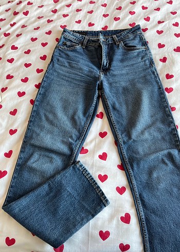 s Beden Kadın Mavi Kemerli Denim Pantolon