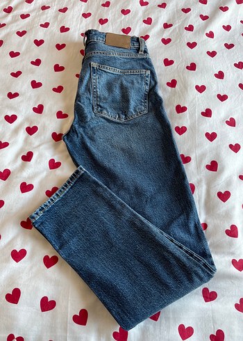 s Beden mavi Renk Kadın Mavi Kemerli Denim Pantolon