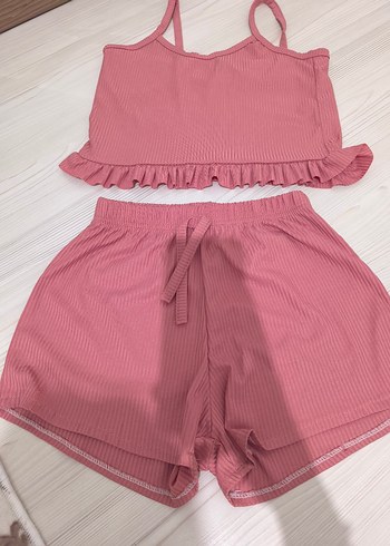 Pembe Mini Askılı Şortlu Kadın Pijama Takımı