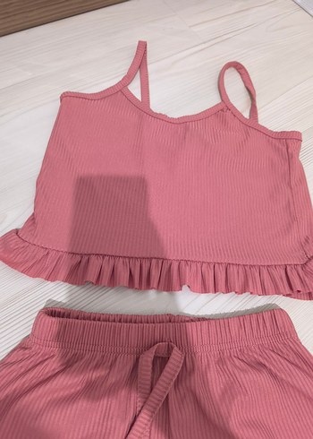 Diğer Pembe Mini Askılı Şortlu Kadın Pijama Takımı