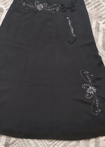 Diğer Nakışlı Siyah Uzun Gotik Etek