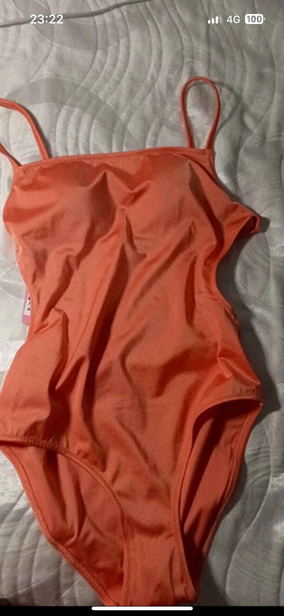 Turuncu İnce Askılı Kadın Mayo - Görsel 2