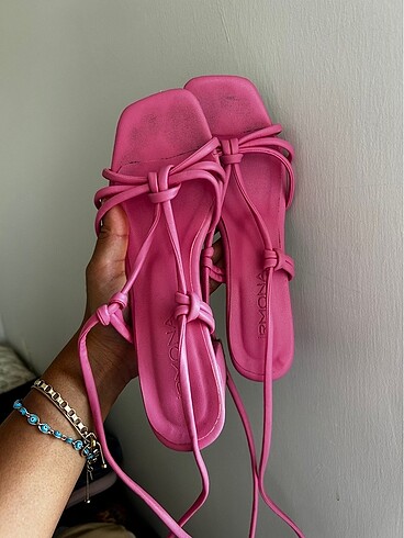 Pembe Topuklu Sandalet Ayakkabı