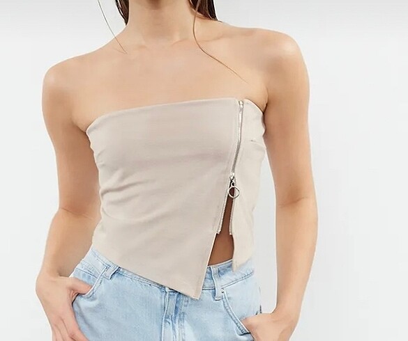 KREM FERMUARLI CROP