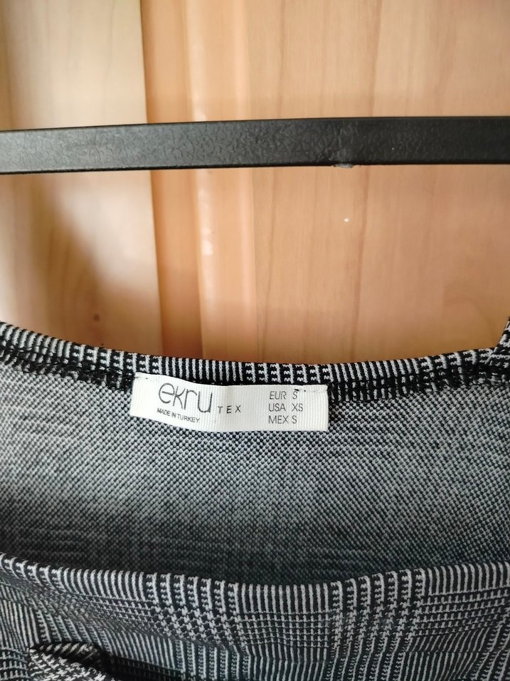 Kadın Gri Kareli Kısa Salopet - Görsel 3