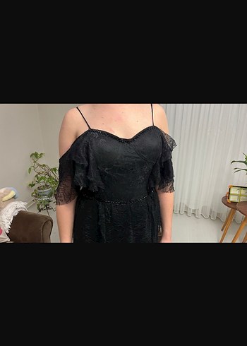 Abiye Siyah Fırfırlı Straplez Gotik Uzun Abiye