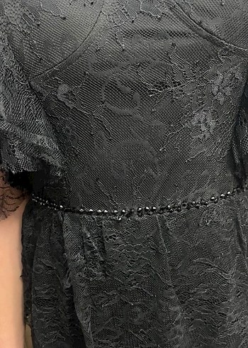 m Beden Siyah Fırfırlı Straplez Gotik Uzun Abiye