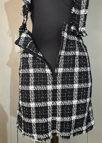 Ekoseli Askılı Triko Elbise - Görsel 7