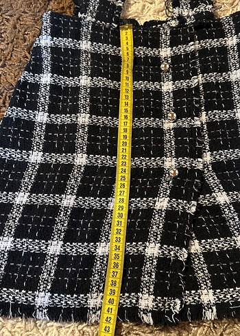 Ekoseli Askılı Triko Elbise - Görsel 8