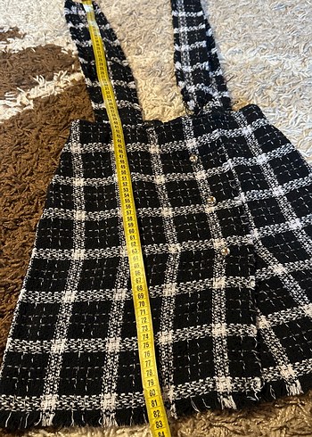 Ekoseli Askılı Triko Elbise - Görsel 11