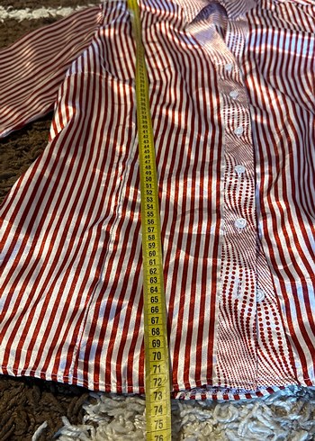 Çizgili Uzun Kollu Saten Gömlek - Görsel 8