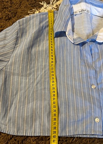 Mavi Çizgili Kısa Denim Gömlek - Görsel 11