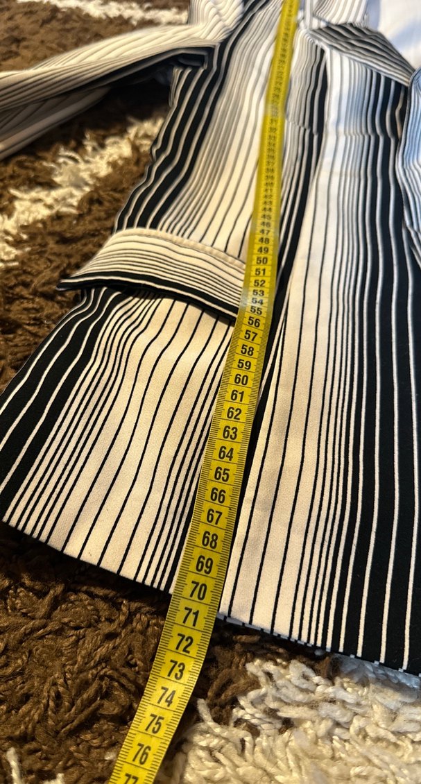 Çizgili Uzun Kadın Blazer Ceket - Görsel 4