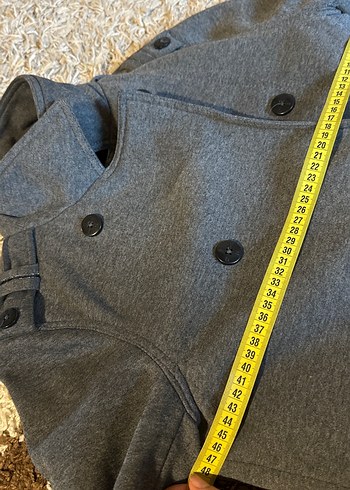 Düğmeli Gri kısa kaban - Görsel 14